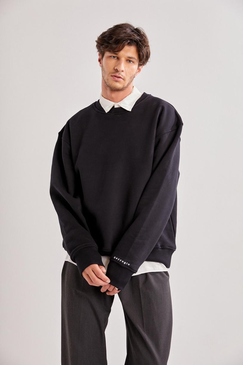 Black Oversize Sweatshirt With Print