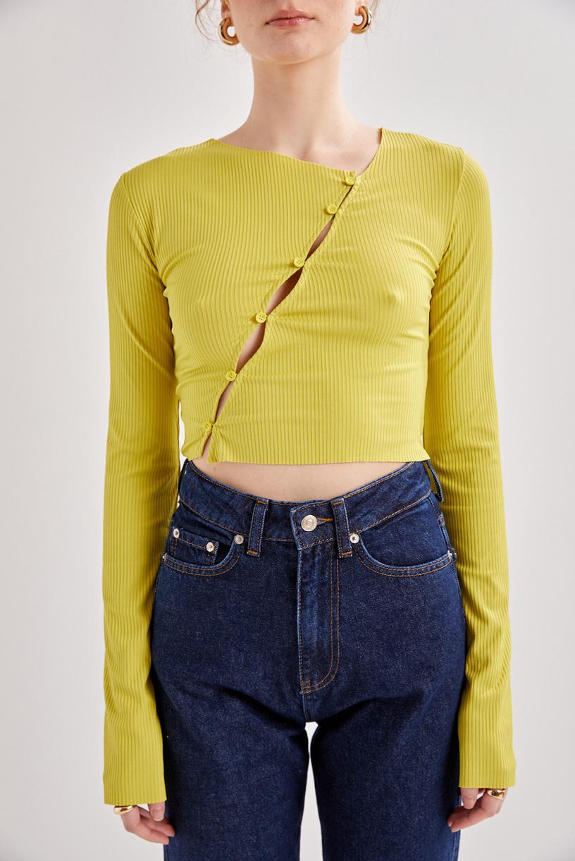 Lime Buttoned Croptop