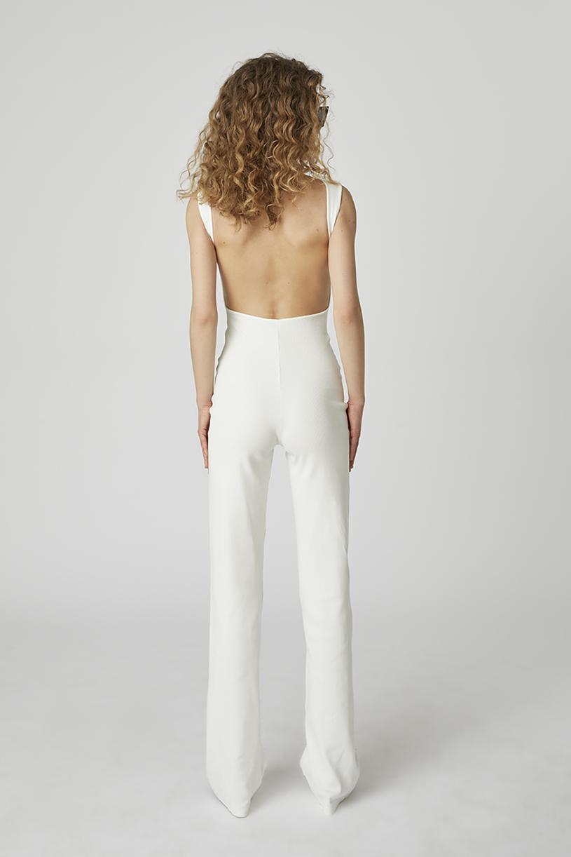 White Backless Jumpsuit
