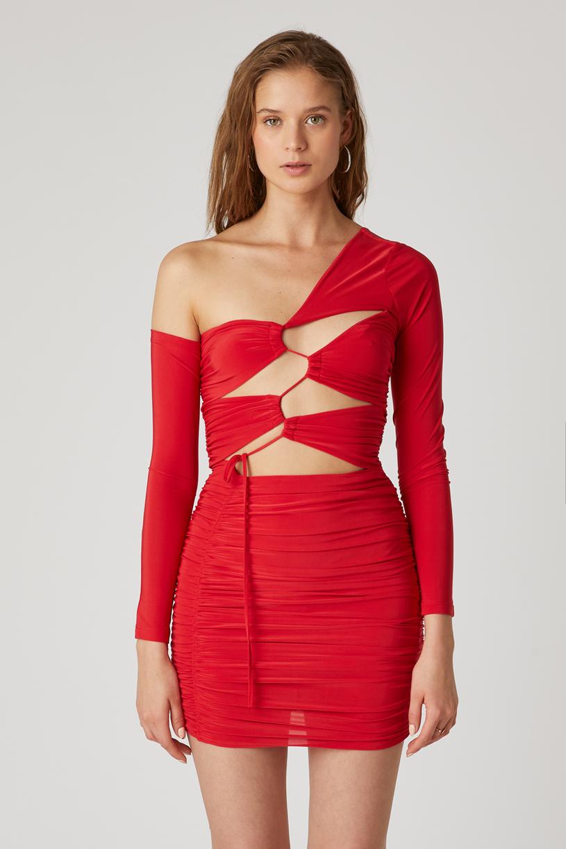Red Draped Dress