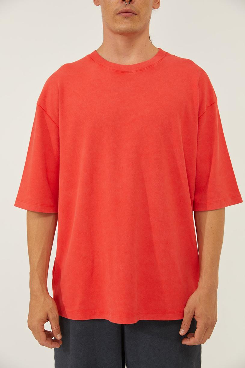 Red Faded Effect Oversize T-shirt
