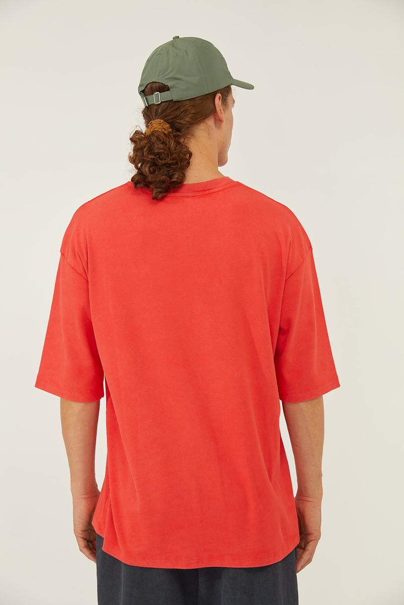 Red Faded Effect Oversize T-shirt
