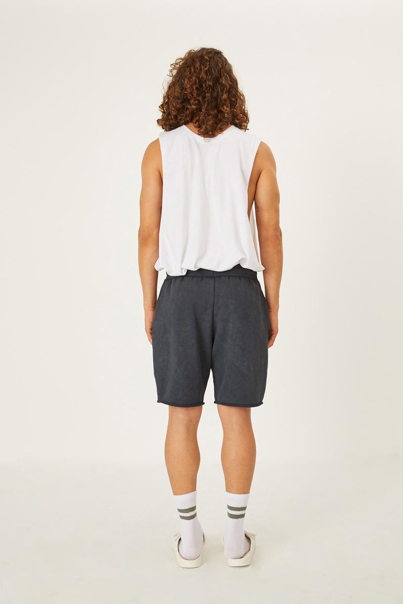 Black Faded-washed Cut-out Jogging Short