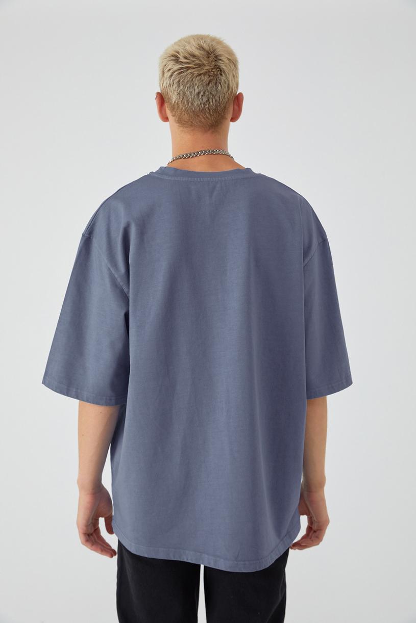 Soluk Mavi Yıkamalı Kompakt Tshirt