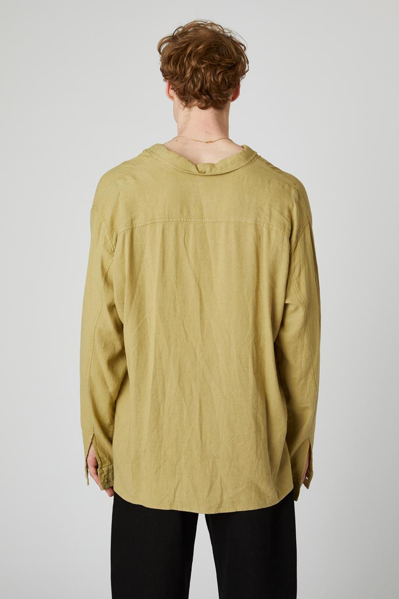 Cagla Green Linen Mix Oversize Shirt