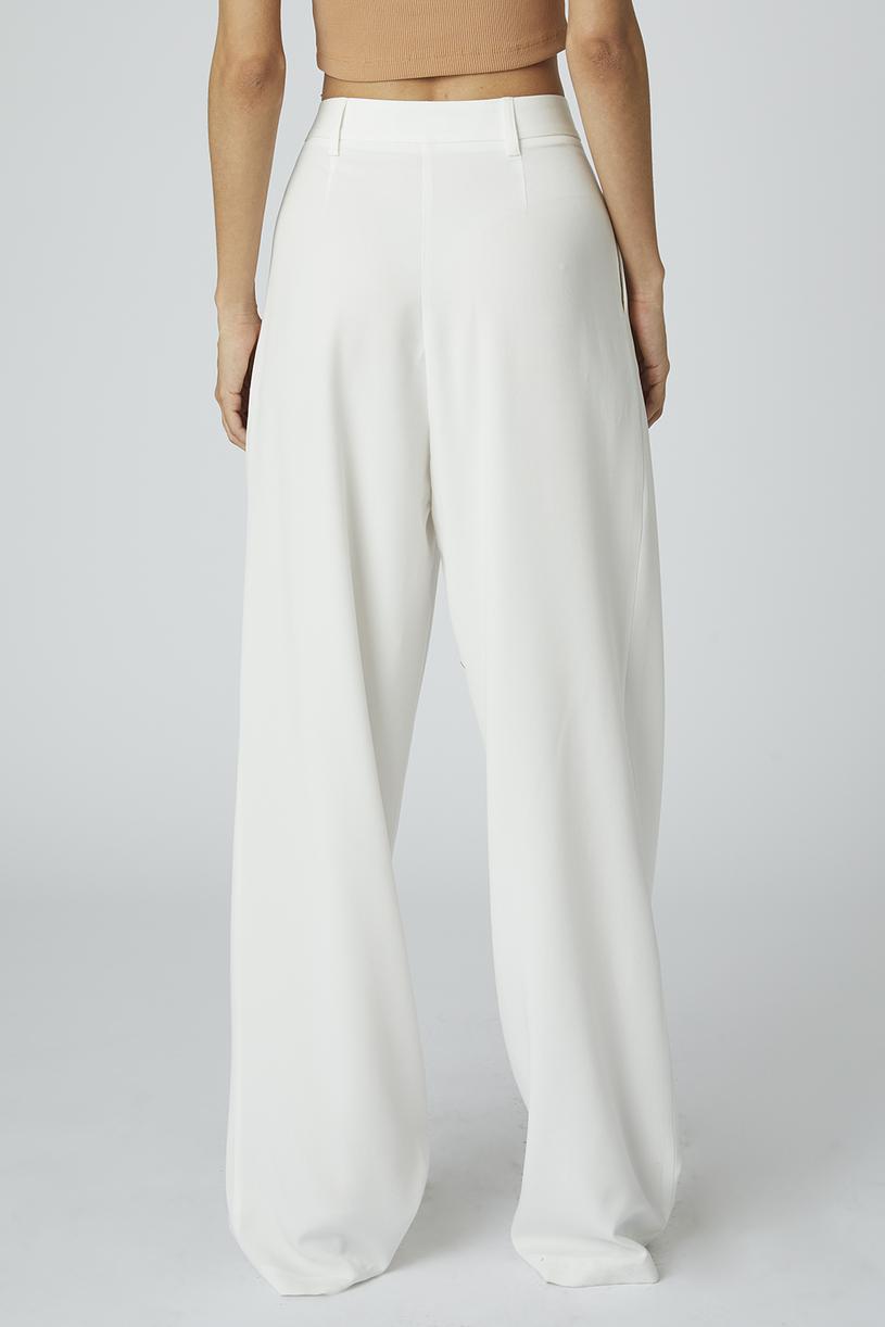 White Two Pleated Tencel Palazzo Pants