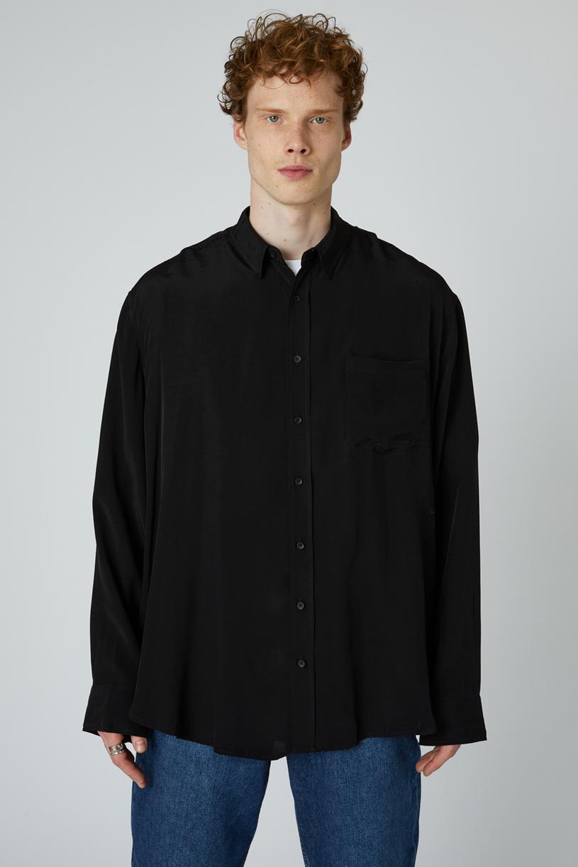Siyah Oversize Tensel Gömlek