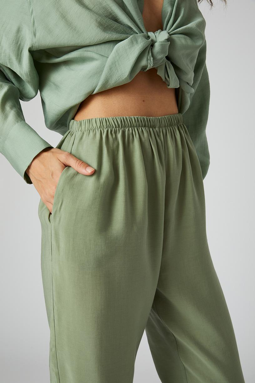 Çağla Yeşili Tensel Baggy Pantolon