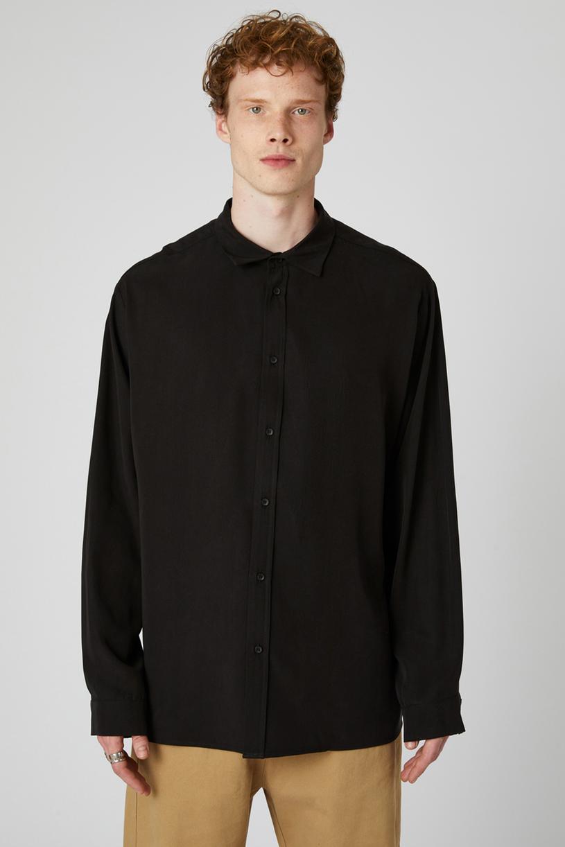 Siyah Tensel Oversize Gömlek
