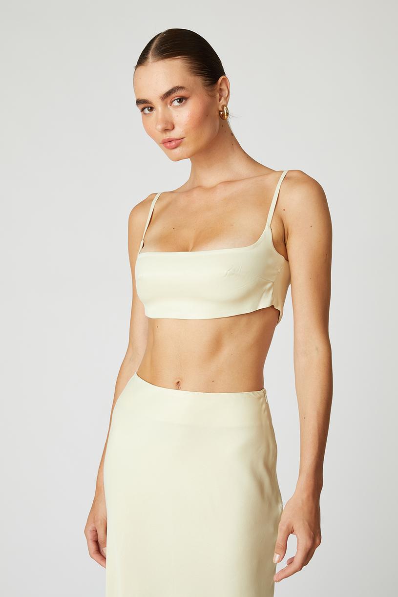 Light yellow Sateen Bustier With Rope
