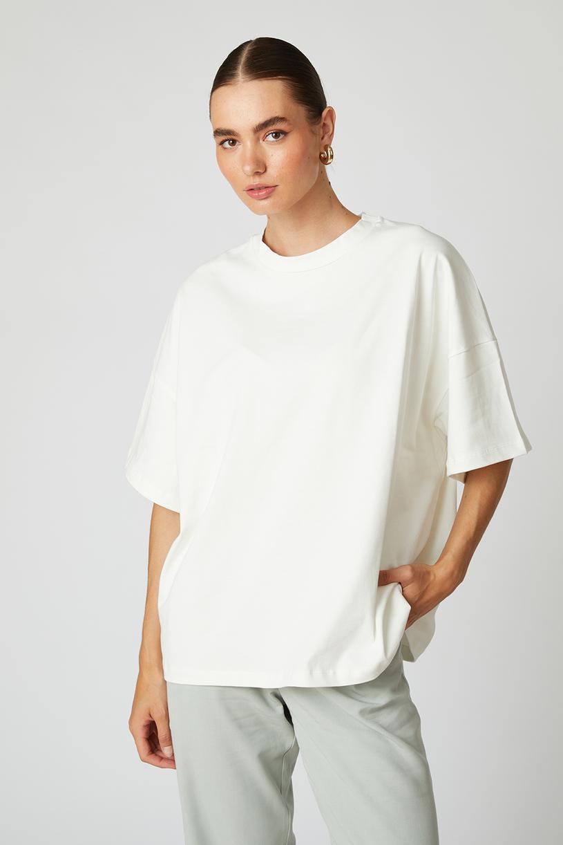 White Printed Oversize Tshirt