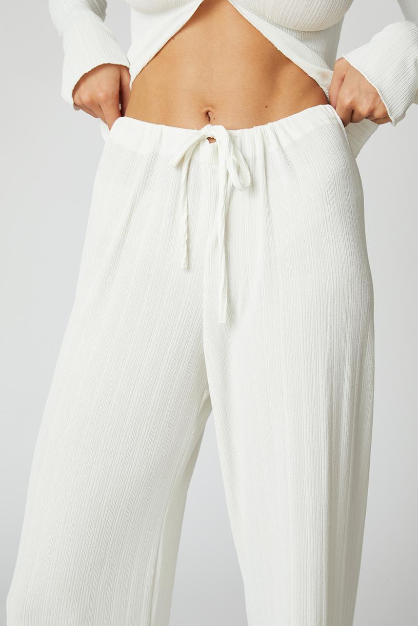 White Knitted Bohemian Pants