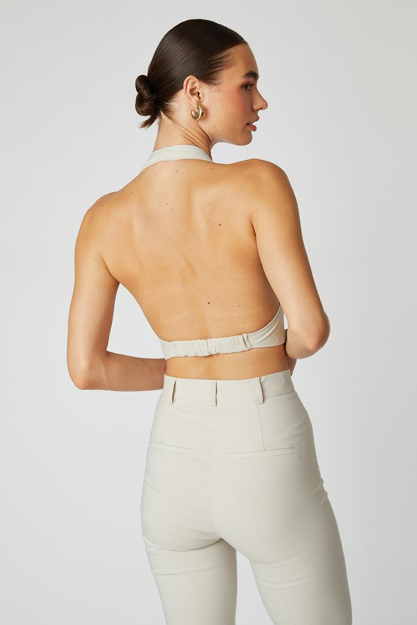 Beige Stretch Bustier With Pin