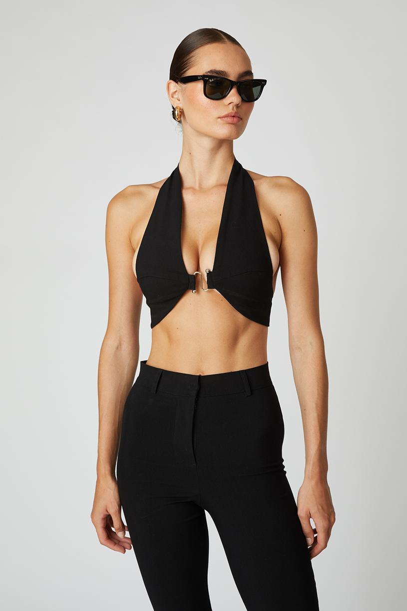 Black Stretch Bustier With Pin