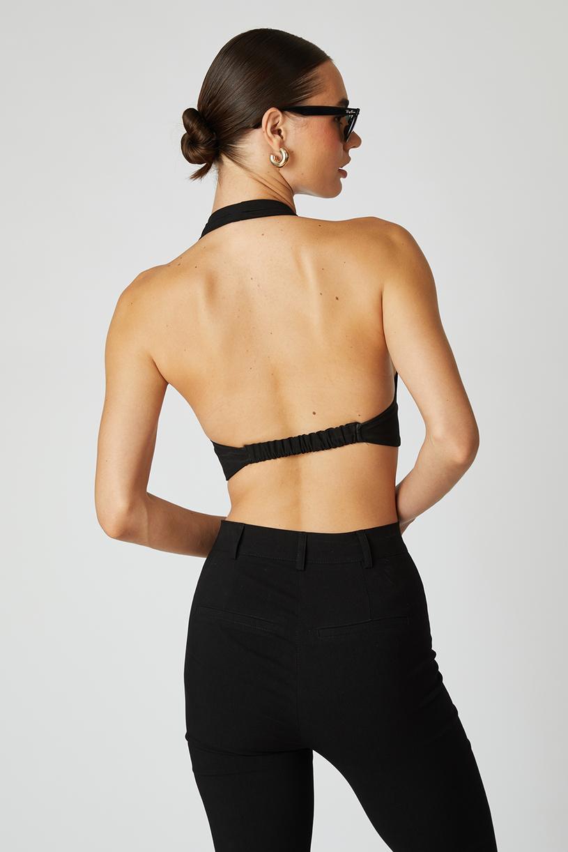 Black Stretch Bustier With Pin