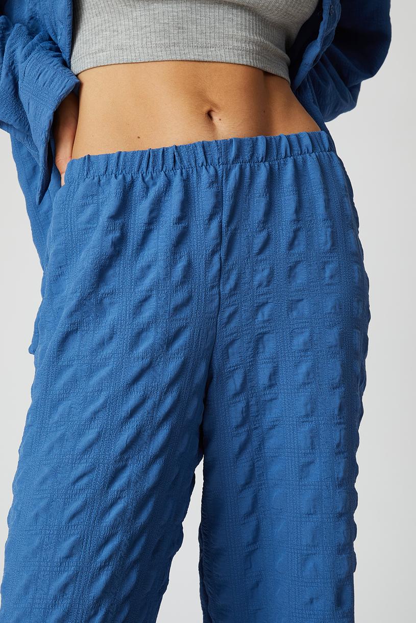 Blue Embossed Pants