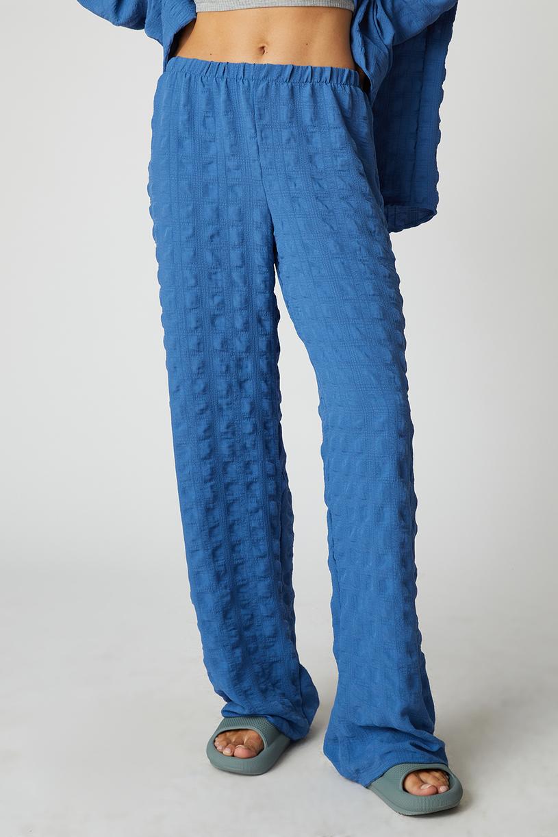 Blue Embossed Pants