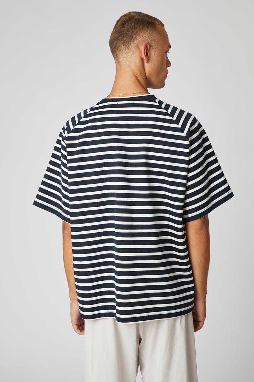 Navy Blue Striped Oversize Tshirt