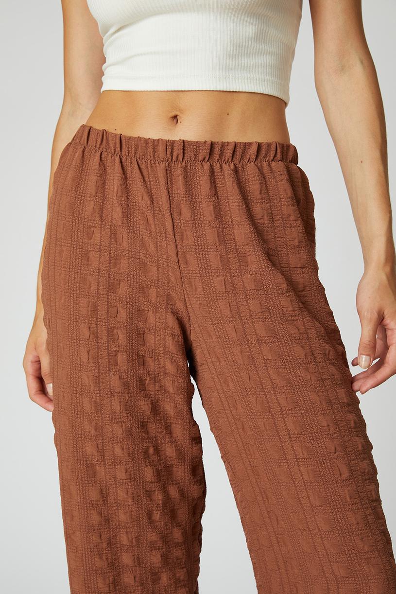 Brown Embossed Pants
