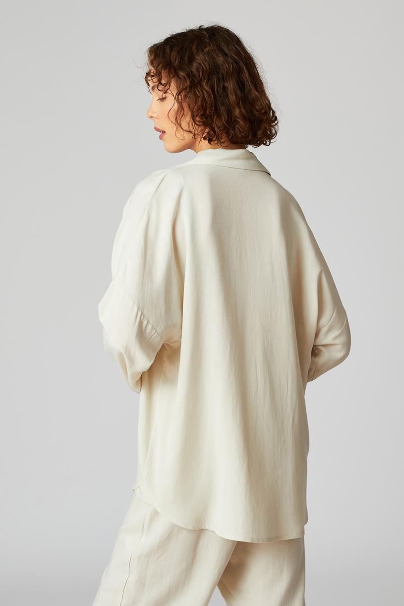 Stone Color Linen Oversize Shirt