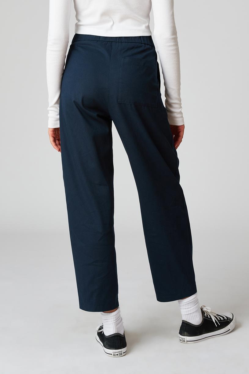 Navy Blue Elastic Gabardine Pants