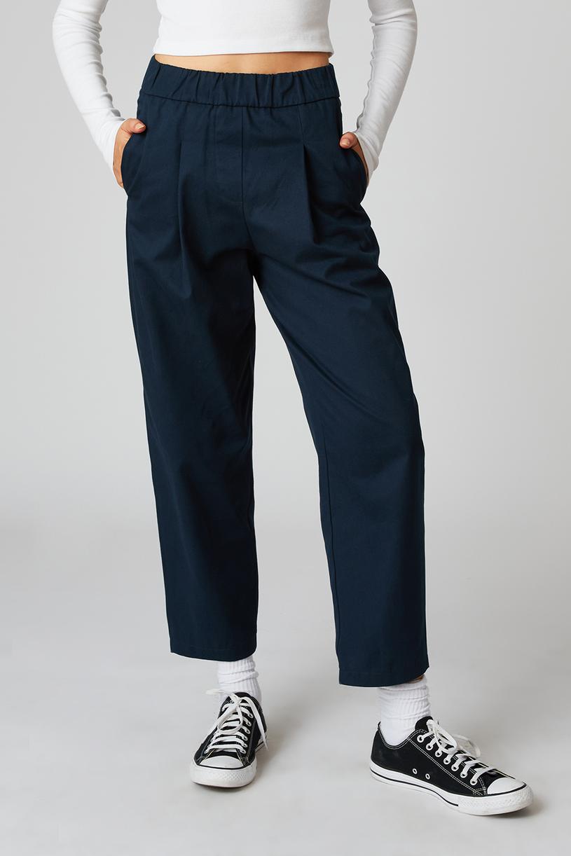 Navy Blue Elastic Gabardine Pants