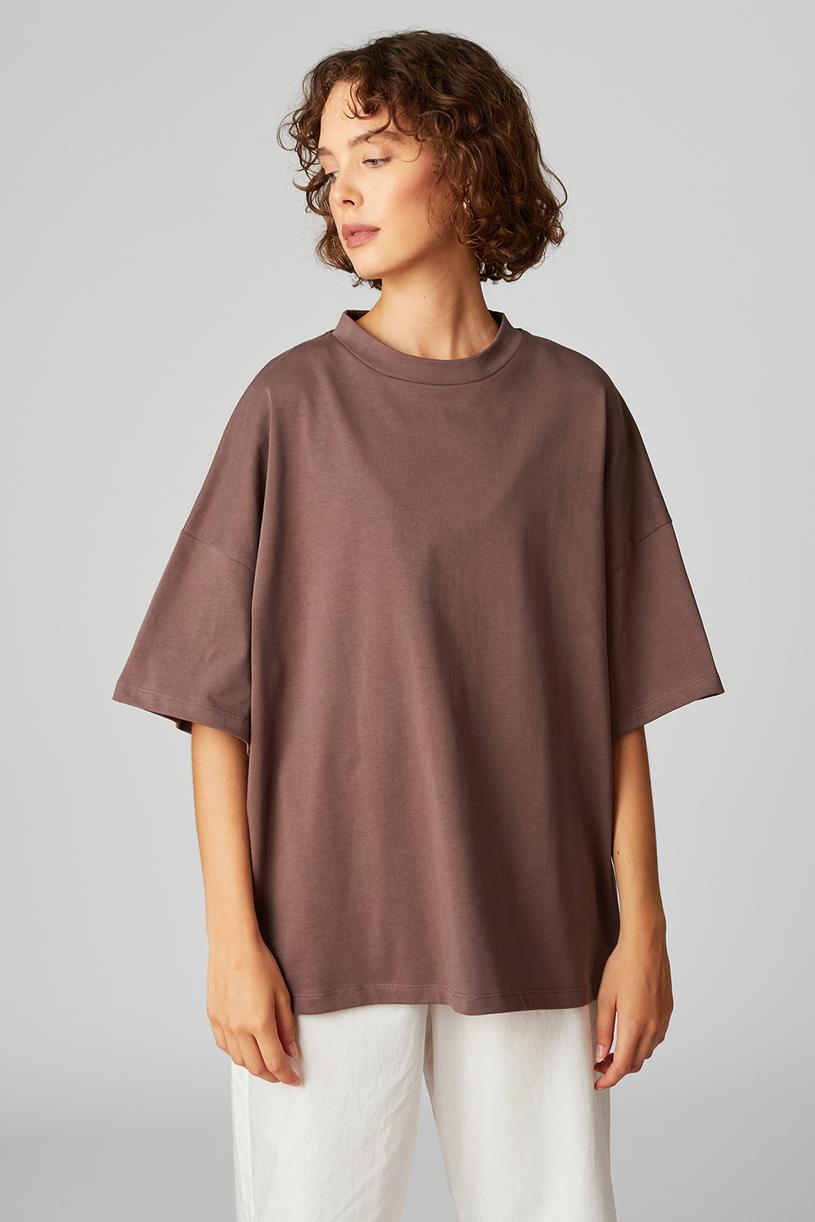 Brown Printed Oversize Tshirt