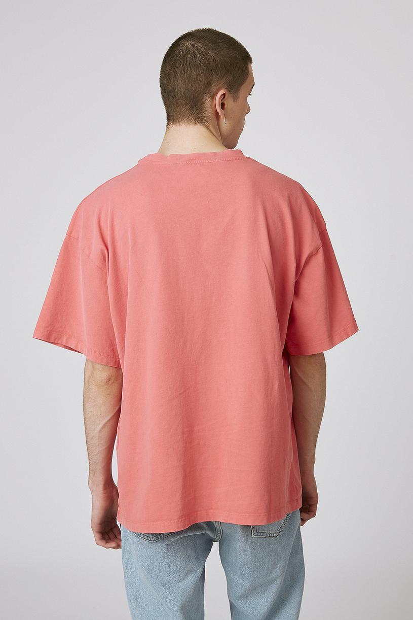 Soluk Kırmızı Yıkamalı Oversize Tshirt