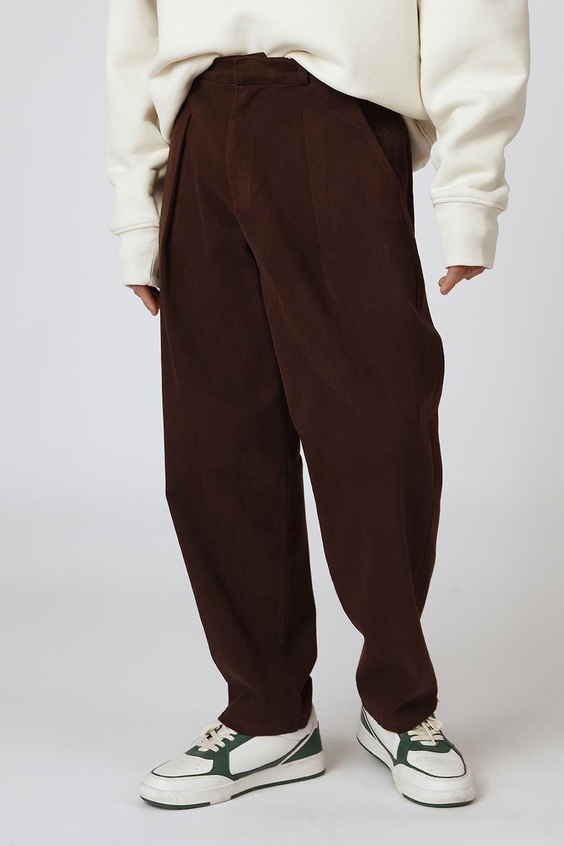 Brown Cotton Gabardine Pants