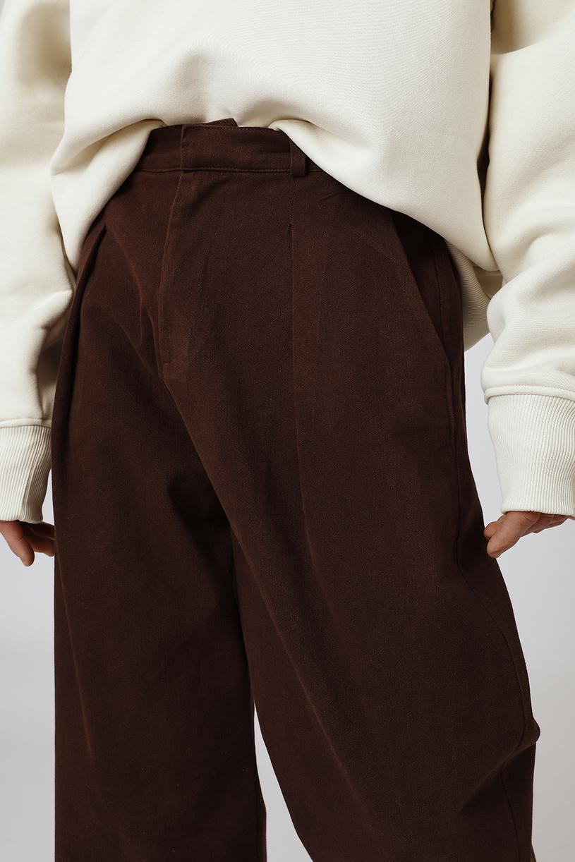 Brown Cotton Gabardine Pants