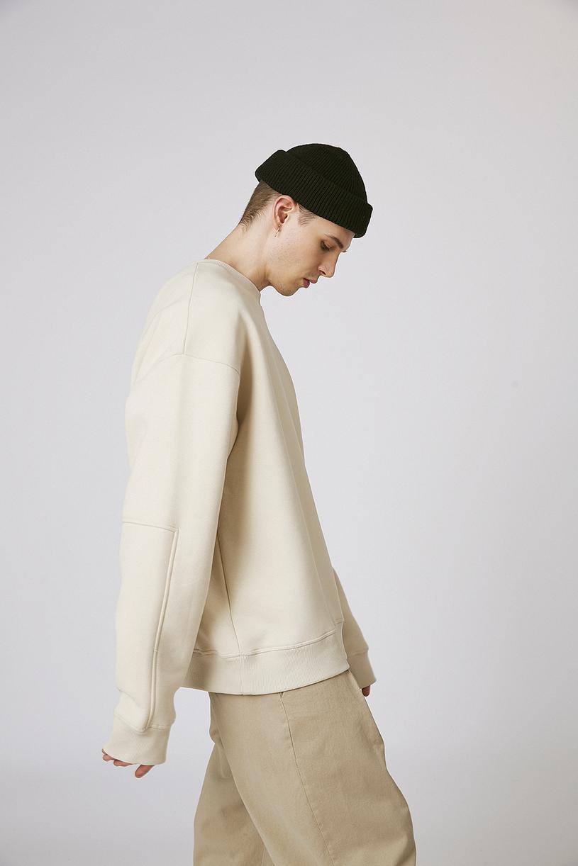 Taş Rengi Oversize Basic Sweatshirt