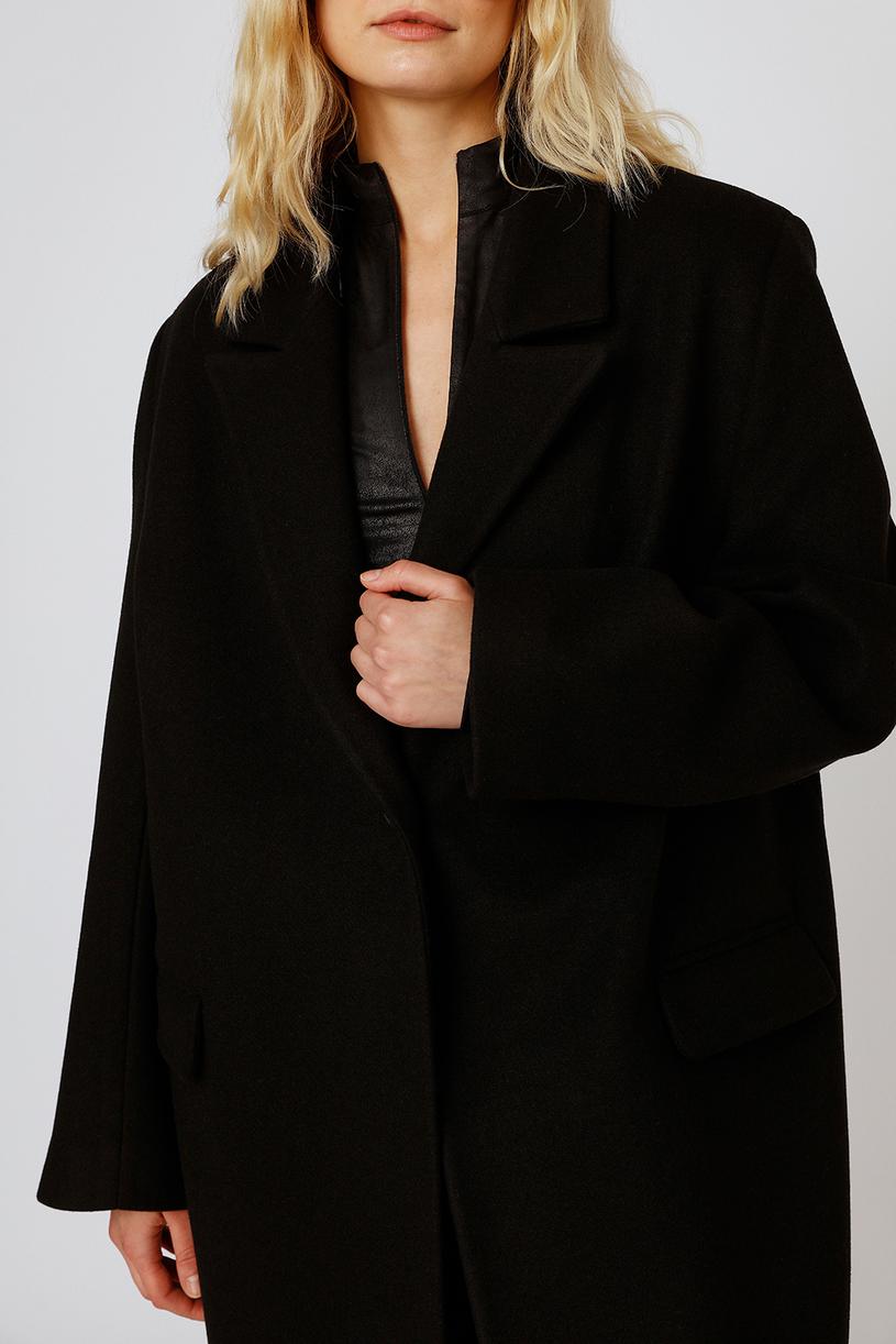 Black Oversize Wool Mix Coat