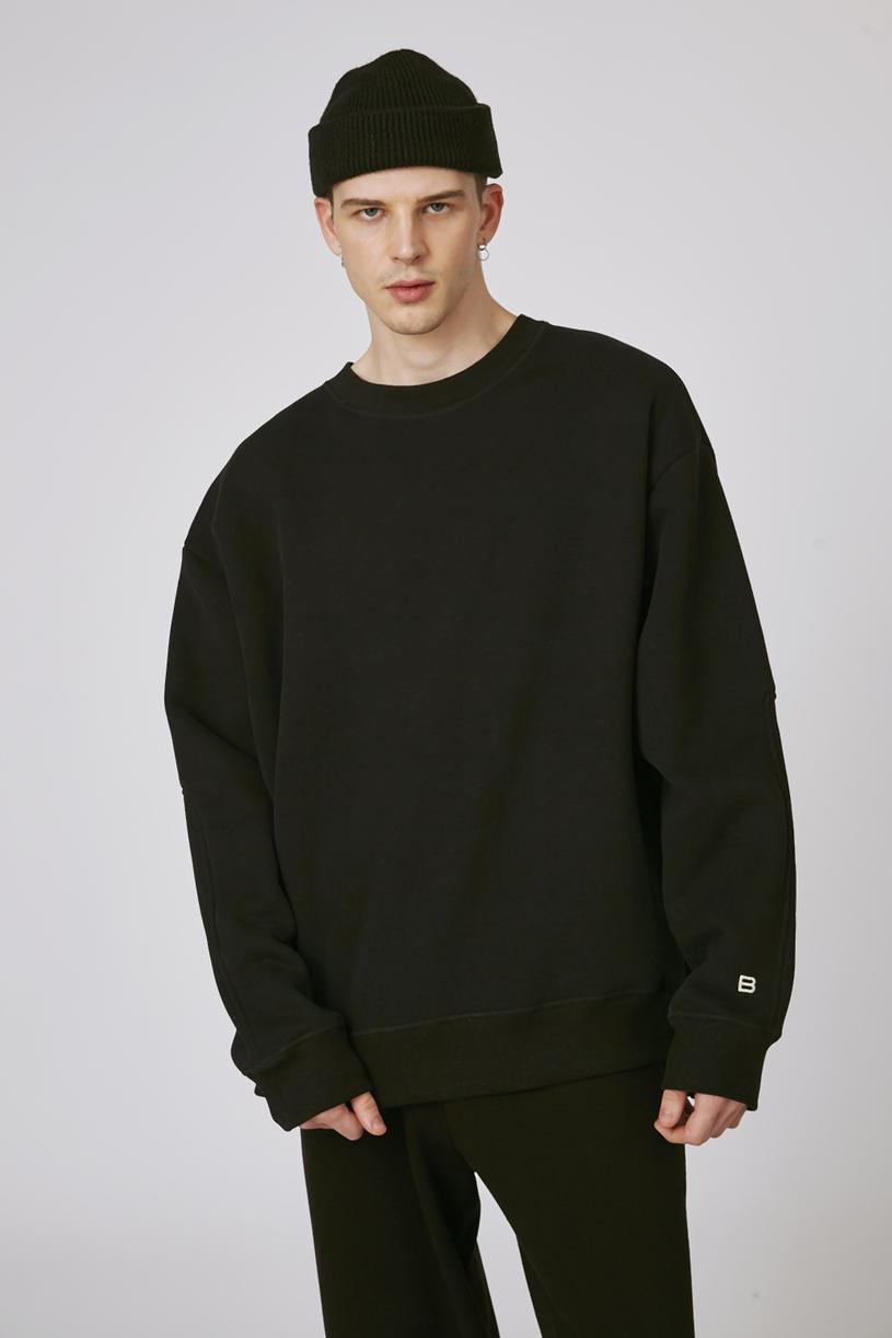 Black Oversize Basic Sweatshirt