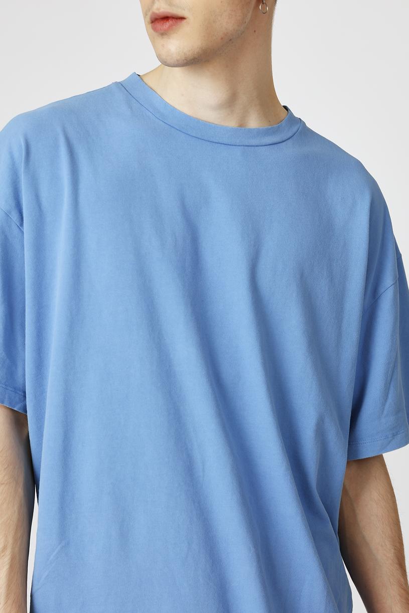 Mavi Yıkamalı Oversize Tshirt