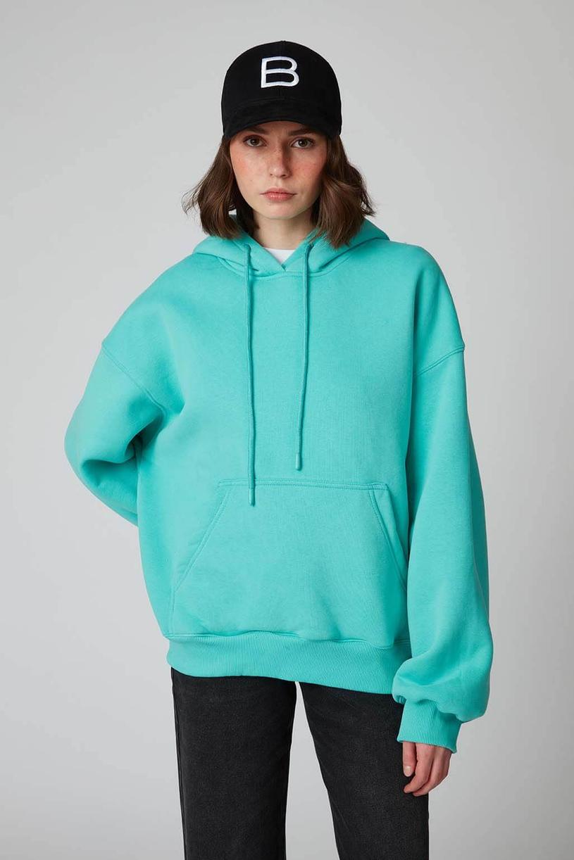 Green Printed Hoodie Sweatshirt