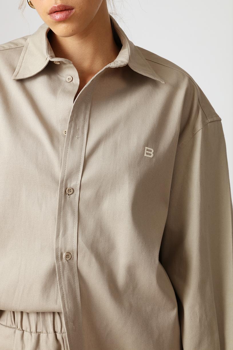 Grey B Embroidered Gabardine Shirt
