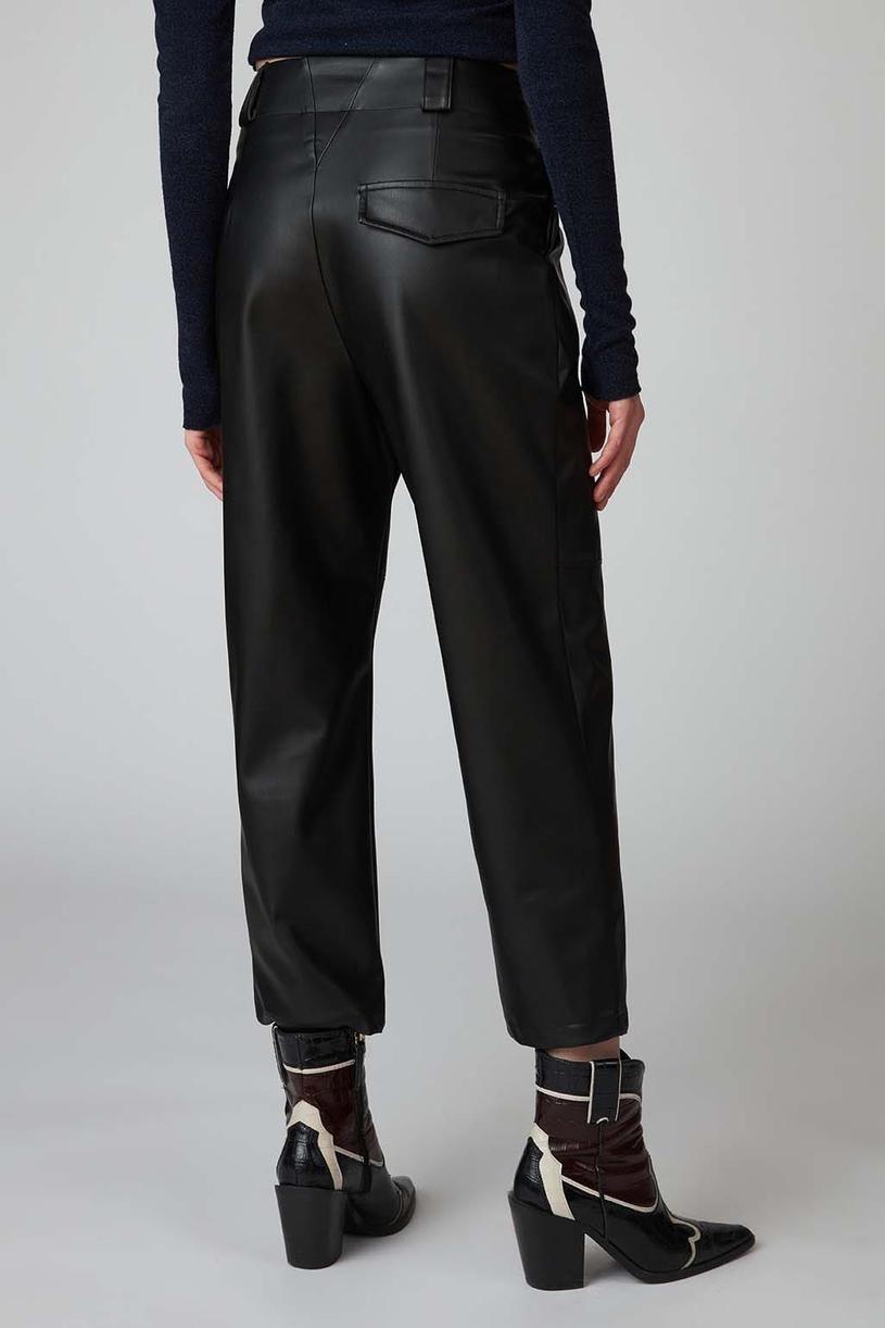 Black Stitched Leather Pants