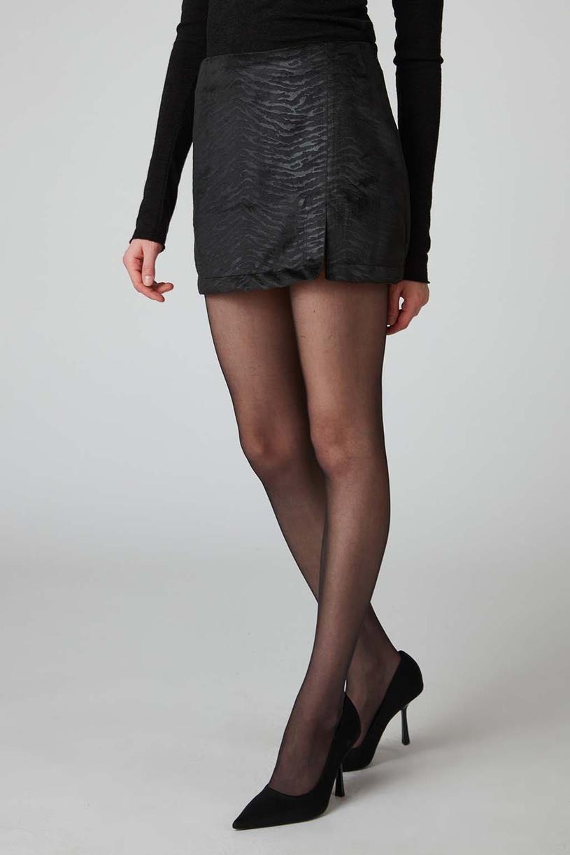 Black Emboss Velvet Mini Skirt