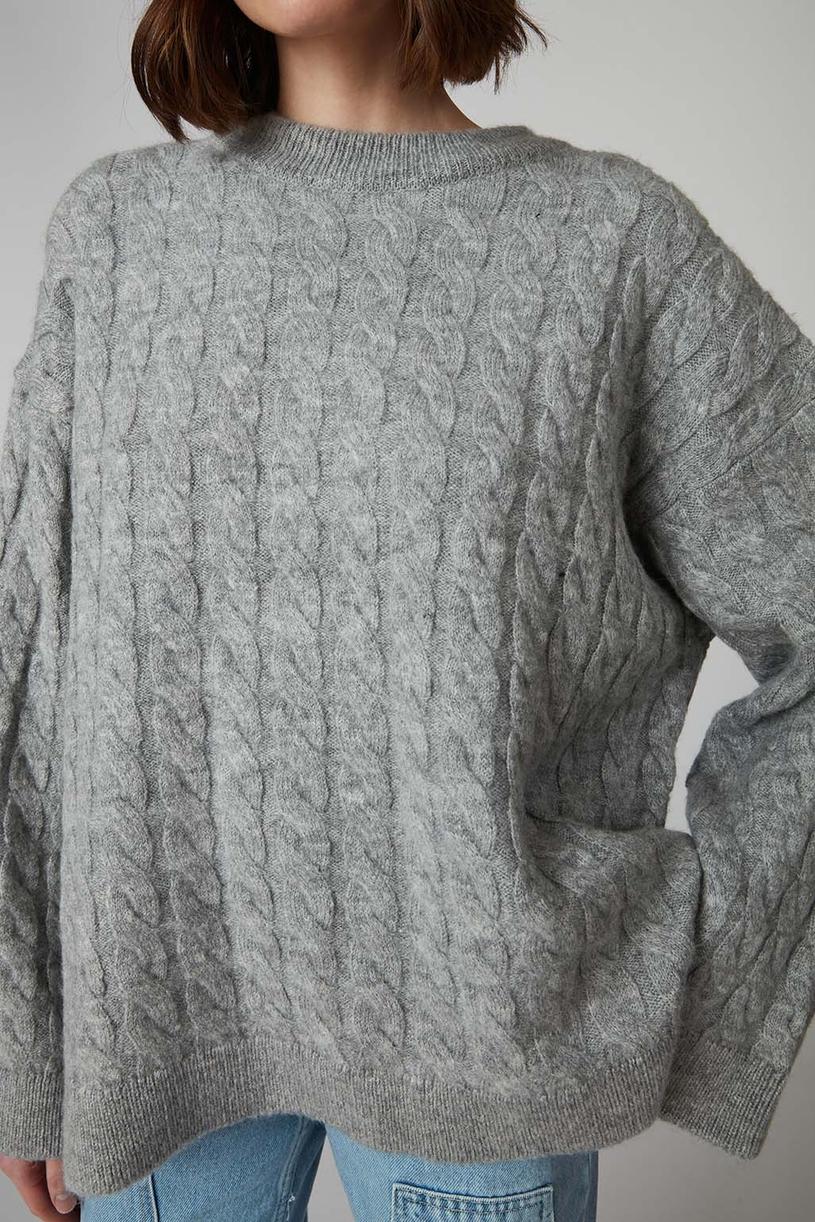 Grey Oversize Knit Sweather