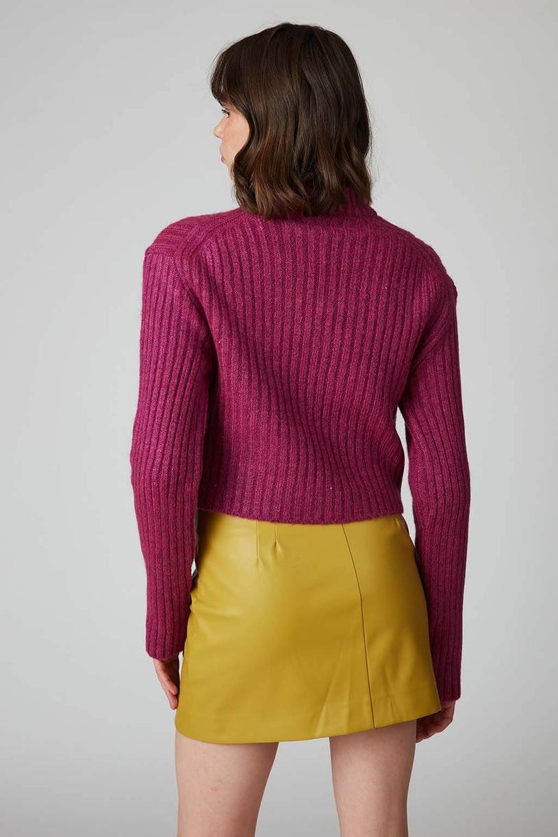 Purple Half High Neck Mini Sweater