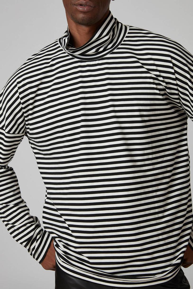 Siyah Beyaz Çizgili Oversize Balıkçı Tshirt