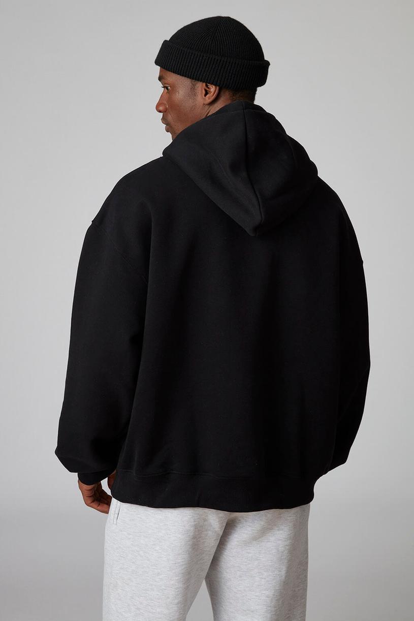 Siyah Kapşonlu Oversize Sweatshirt