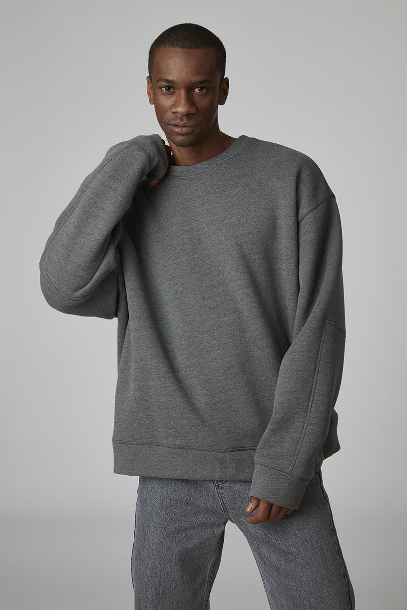 Antrasit Oversize Basic Sweatshirt