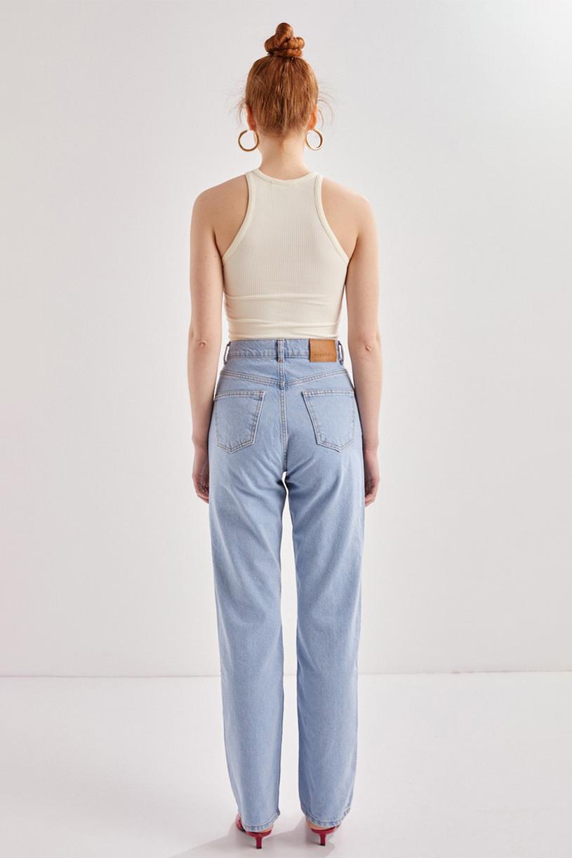 Blue Two Color Straight Jean