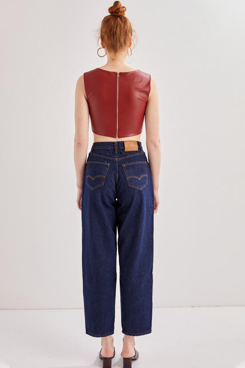 İndigo Wide Leg Relaxed Fit Jean