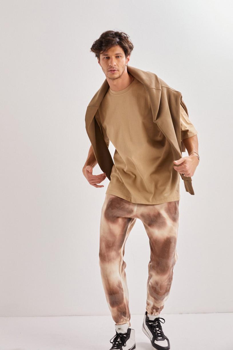 Brown Batik Patterned Jogger Pants