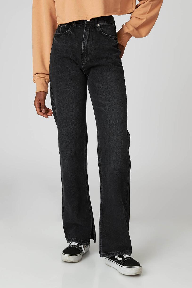 Füme Yırtmaçlı Straight Jean