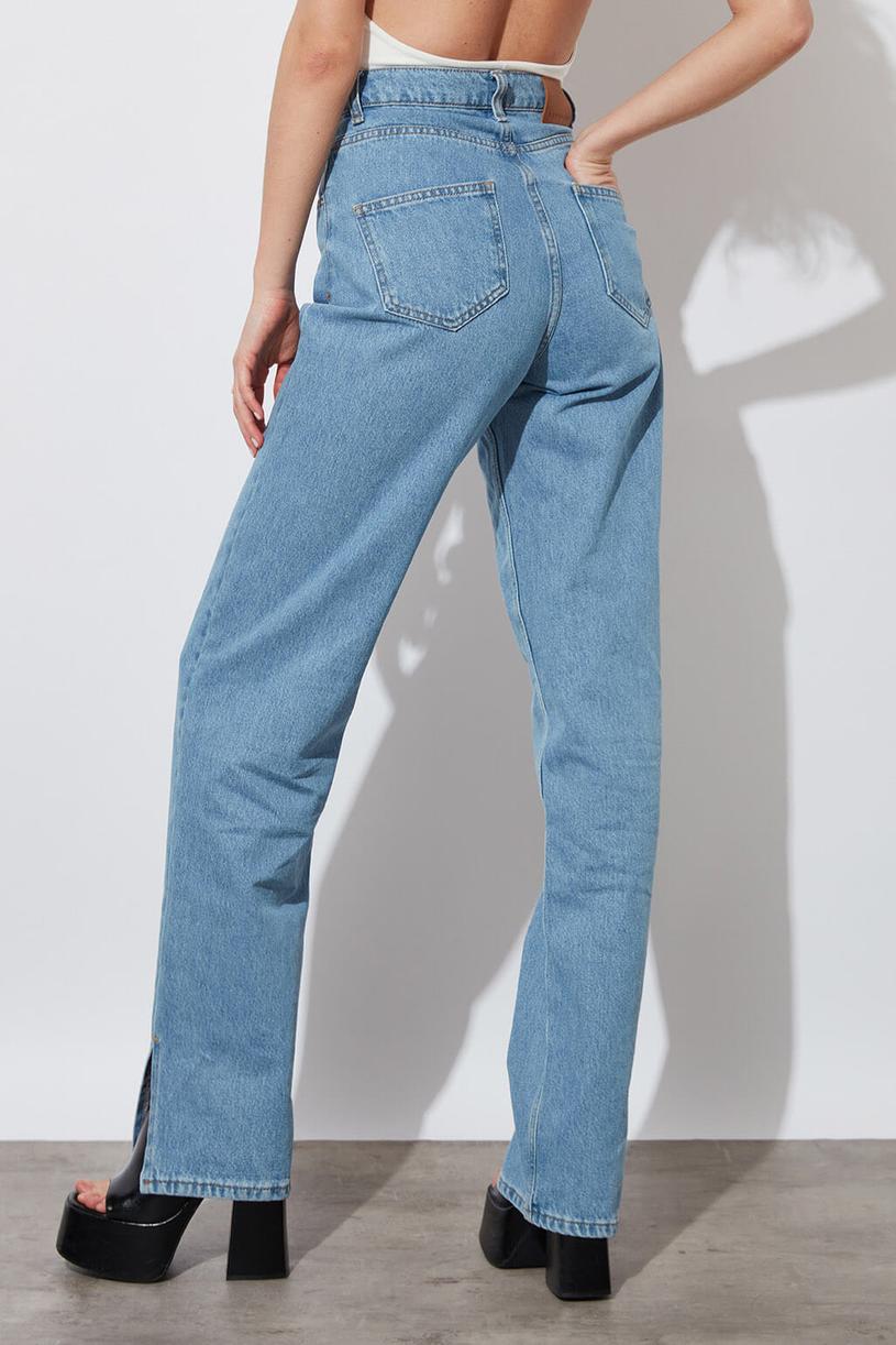 Blue Relaxed Jean With Slit