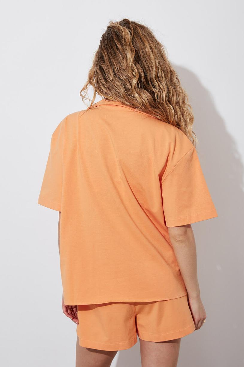 Orange Knitting Mini Shirt