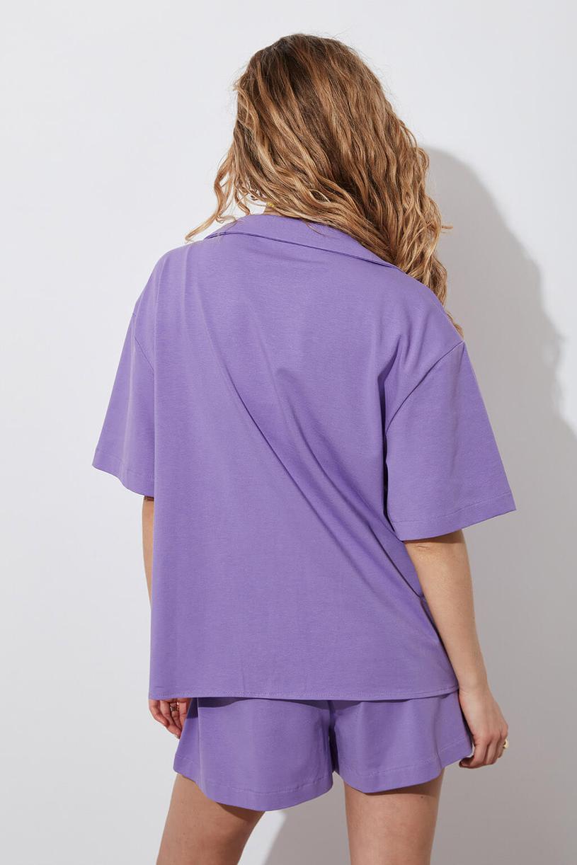 Purple Knitting Mini Shirt